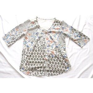 Women Piphany Tunic Floral Pattern Polyester Long Sleeve Top Blouse Sz M (WB117)